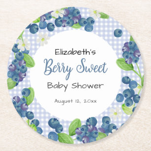 Aquarell-Beeren-süße-blaue-Baby-Party Runder Pappuntersetzer