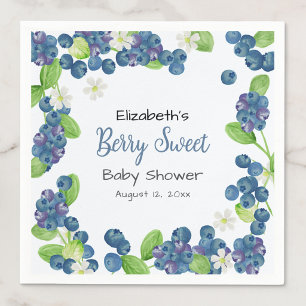 Aquarell-Beeren-Süße-Blaue-Baby-Party-Servietten Serviette