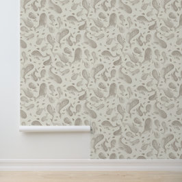 Aquarell Beige Wal Paisley mit Creme Tapete