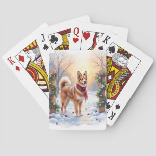 Aquarell Belgischer Tervuren Girlande Weihnachten Spielkarten