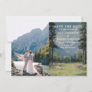 Aquarell-Berg-Lichterkette-Hochzeitsfoto Save The Date