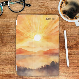 Aquarell-Berg-Sonnenuntergangs-Monogramm iPad Mini Hülle
