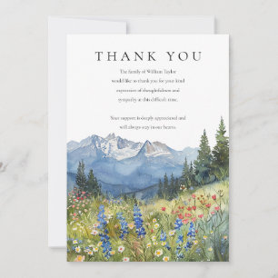 Aquarell-Berg-Wildblumen-Begräbnis Dankeskarte