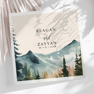 Aquarell Berge Und Kiefern Rustikale Hochzeit Serviette