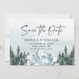 Aquarell Berge Wald Hochzeit  Save The Date