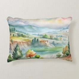 Aquarell-Berglandschaft Dekokissen