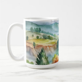 Aquarell-Berglandschaft Kaffeetasse