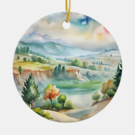 Aquarell-Berglandschaft Keramik Ornament