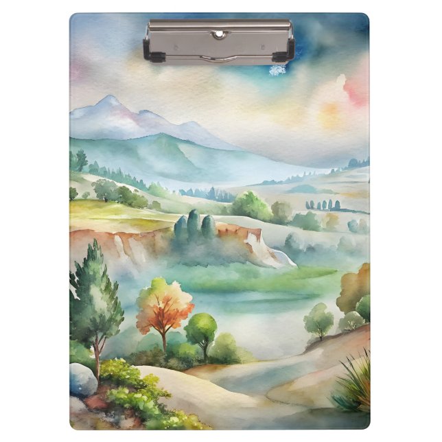 Aquarell-Berglandschaft Klemmbrett (Vorderseite)