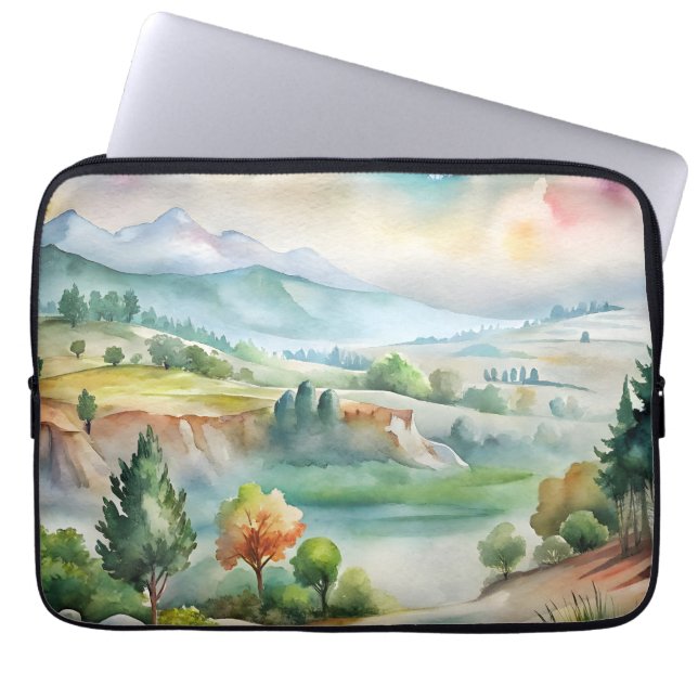 Aquarell-Berglandschaft Laptopschutzhülle (Vorderseite)