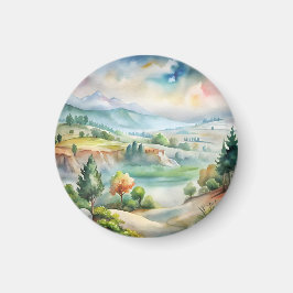 Aquarell-Berglandschaft Magnet