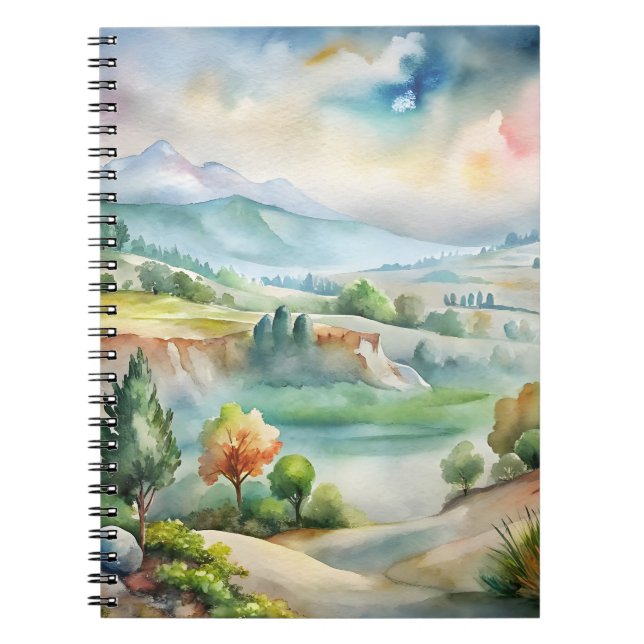Aquarell-Berglandschaft Notizblock (Vorderseite)