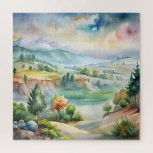 Aquarell-Berglandschaft