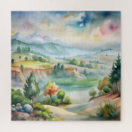 Aquarell-Berglandschaft Puzzle