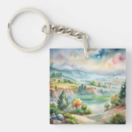 Aquarell-Berglandschaft Schlüsselanhänger