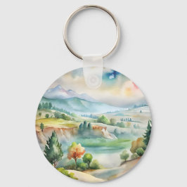 Aquarell-Berglandschaft Schlüsselanhänger