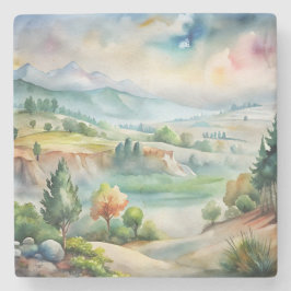 Aquarell-Berglandschaft Steinuntersetzer