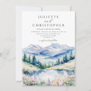 Aquarell-Bergwald-Hochzeit Einladung