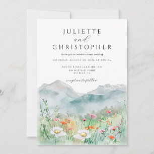 Aquarell-Bergwiese-Wildblumen-Hochzeit Einladung