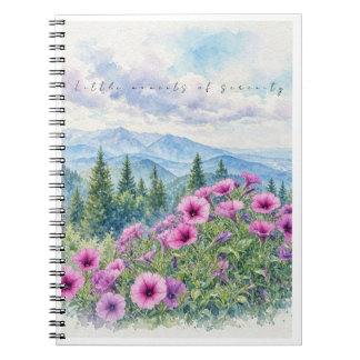 Aquarell-Bergwildblumen und Gelassenheit Notizblock