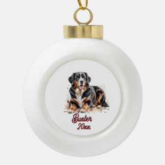 Aquarell Berner Sennenhund Braun Personalisieren Keramik Kugel-Ornament