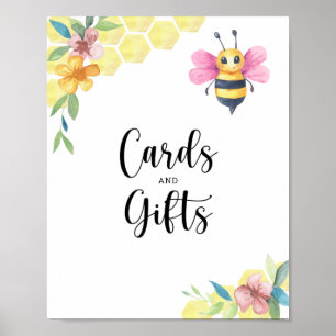 Aquarell-Biene-Blumenkarten und Geschenke Baby-Par Poster