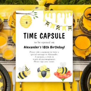 Aquarell-Biene-Tag-Zeitkapsel 1. Geburtstag Poster