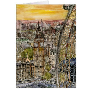 Aquarell Big Ben der Bestimmungsort-  u.