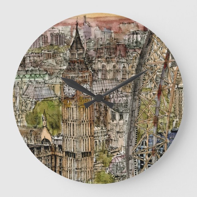 Aquarell Big Ben der Bestimmungsort-| u. Große Wanduhr (Vorderseite)