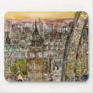 Aquarell Big Ben der Bestimmungsort-  u. Mousepad