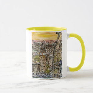 Aquarell Big Ben der Bestimmungsort-  u. Tasse