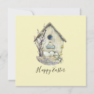 Aquarell Birdhouse Ei Nest Oster Karte