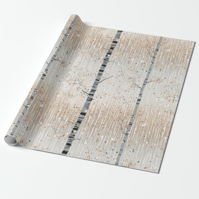 Aquarell-Birkenmuster Geschenkpapier (Ungerollt)