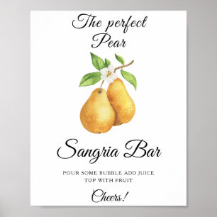Aquarell-Birnen-Brautparty-Sangria-Bar Poster