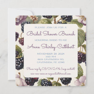 Aquarell BlackBerry & Regal Blooms Square Einladung