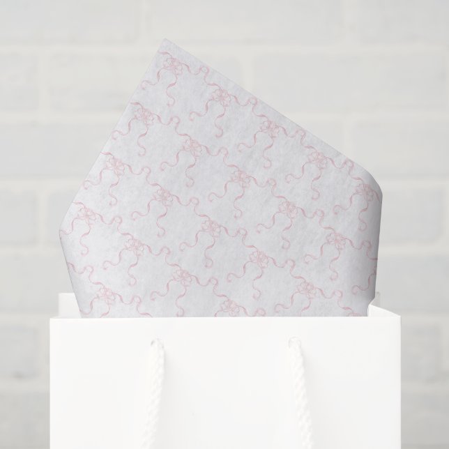 Aquarell Blassrosa Schleifen Seidenpapier (Geschenktüte)
