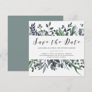 Aquarell-Blatt Hochzeit Rettet das Datum Einladung