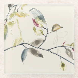 Aquarell-Blatt-Niederlassung Glasuntersetzer