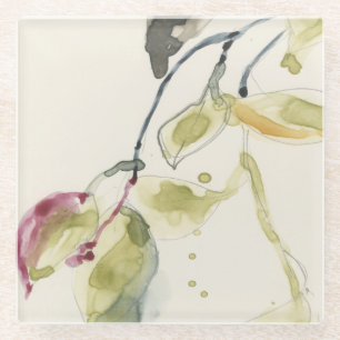 Aquarell-Blatt-Niederlassungs-Triptychon Glasuntersetzer