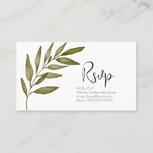 Aquarell-Blatt-Zweig Grüne RSVP-Hochzeit Visitenkarte