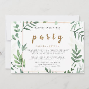 Aquarell-Blätter 10b Hochzeits-Elopement-Party Einladung