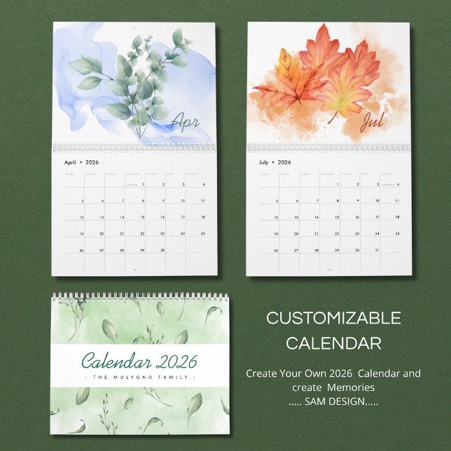 Aquarell-Blätter 2026 Kalender | Botanische Natur (Von Creator hochgeladen)