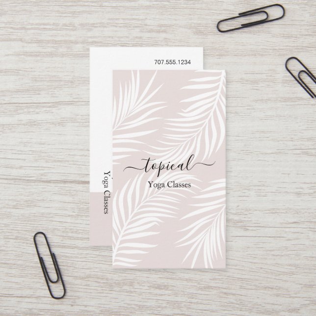 Aquarell Blätter aus weißer Palme Yoga-Klassen Visitenkarte (Vorderseite/Rückseite Beispiel)