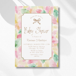 Aquarell-Blätter Blush Senf Salbei Baby Shower Einladung