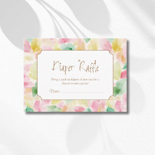Aquarell-Blätter Blush Senf Salbei-Windel-Raffle Begleitkarte
