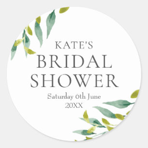 Aquarell Blätter Brautparty Gefallen Runder Aufkleber
