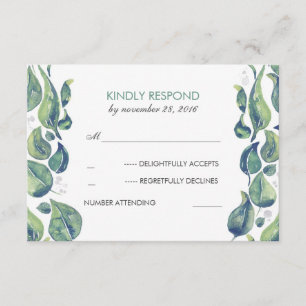 Aquarell-Blätter Laurel Rustic Wedding RSVP