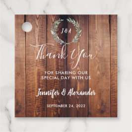 Aquarell Blätter rustikale Holz Monogramm danke Geschenkanhänger