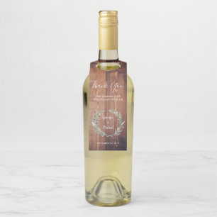 Aquarell Blätter rustikale Holzverheiratung Danke Flaschenanhänger