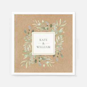 Aquarell Blätter Rustikale Kraft Hochzeit Serviette